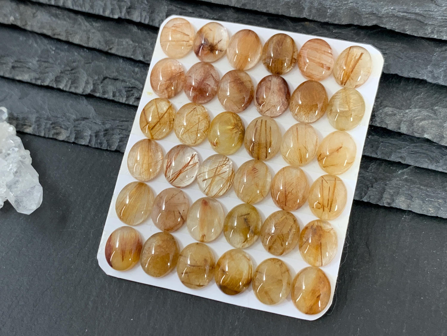 Rutilated Quartz oval 10x12mm cabochon - Calibrated cabochons