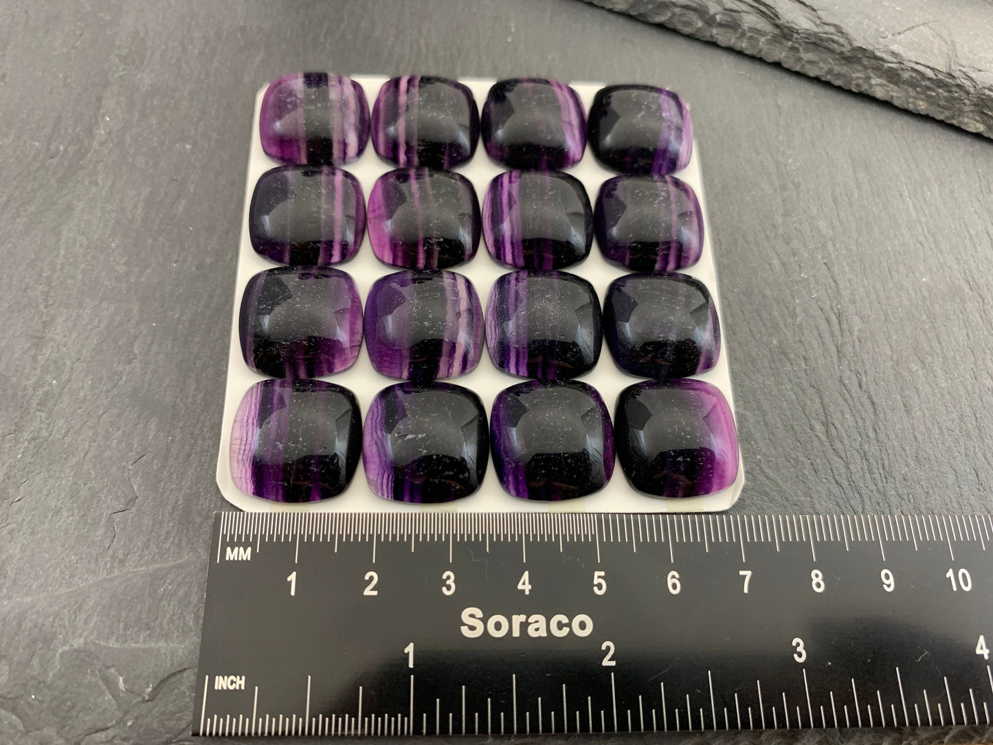Purple Fluorite Square Cabochon: Calibrated Natural Gemstone (18mm)