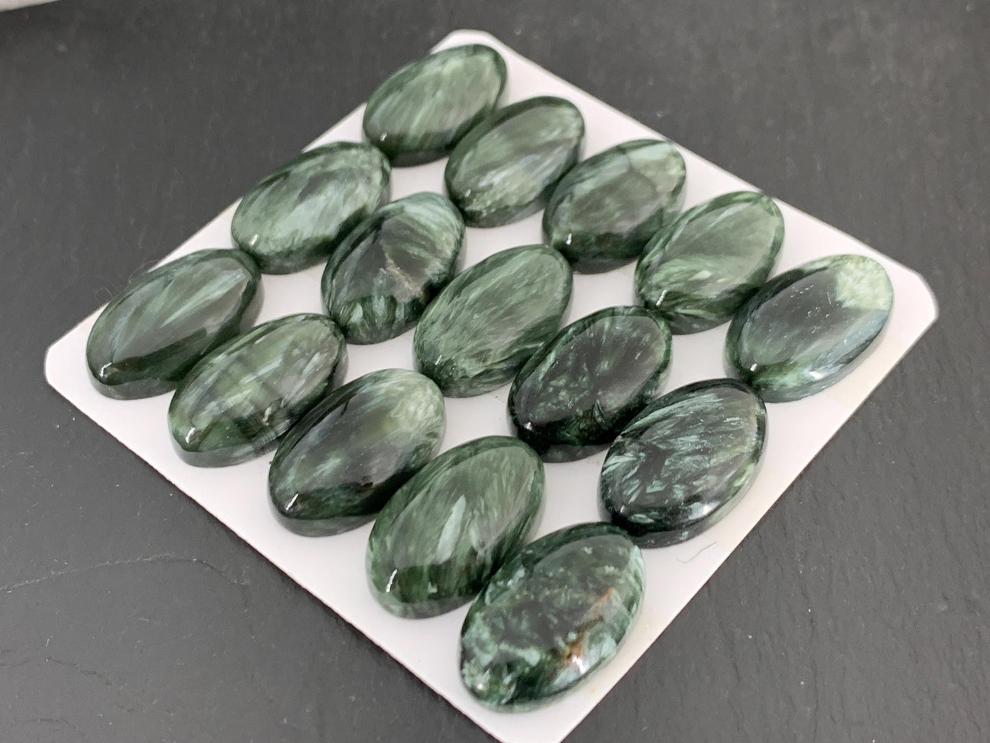 Seraphinite oval 12x20mm Cabochon - Calibrated cabochons