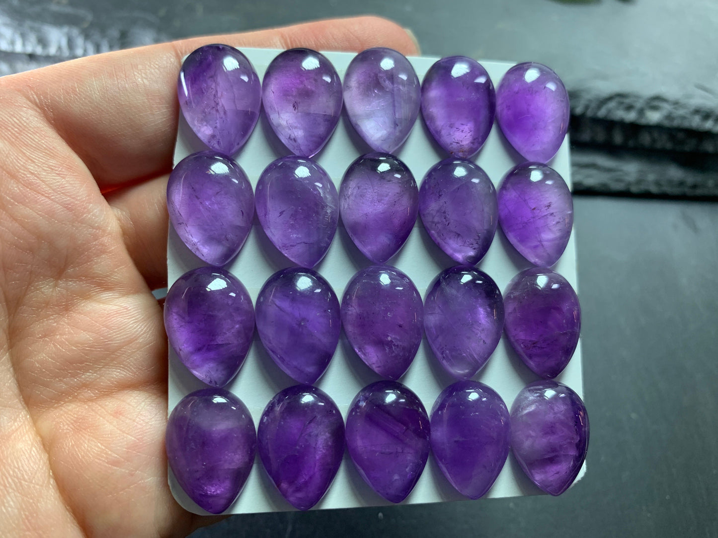 Amethyst pear 13x18mm cabochon - Calibrated cabochons
