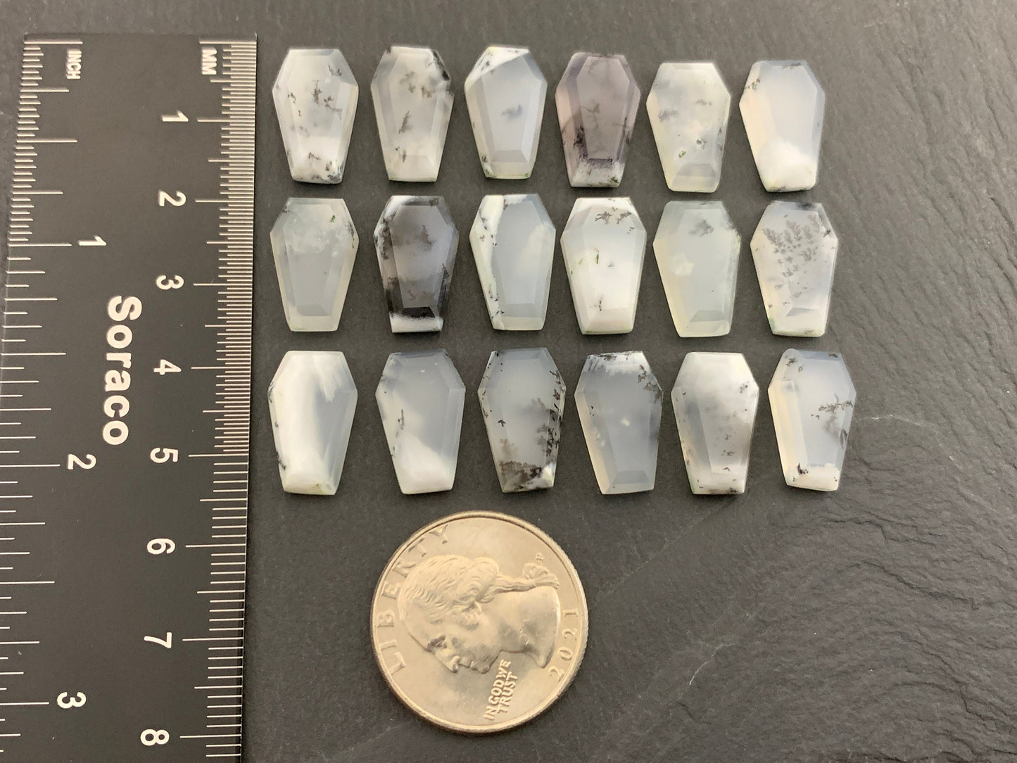 Step Cut Dendrite Opal coffin 10x16mm cabochon