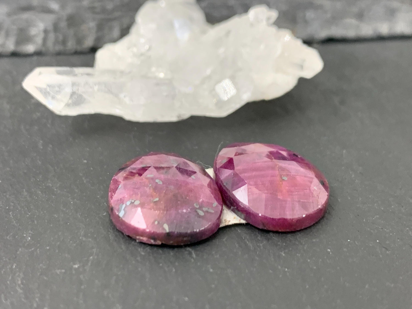 Faceted Ruby pair 14x17x4.5mm cabochon