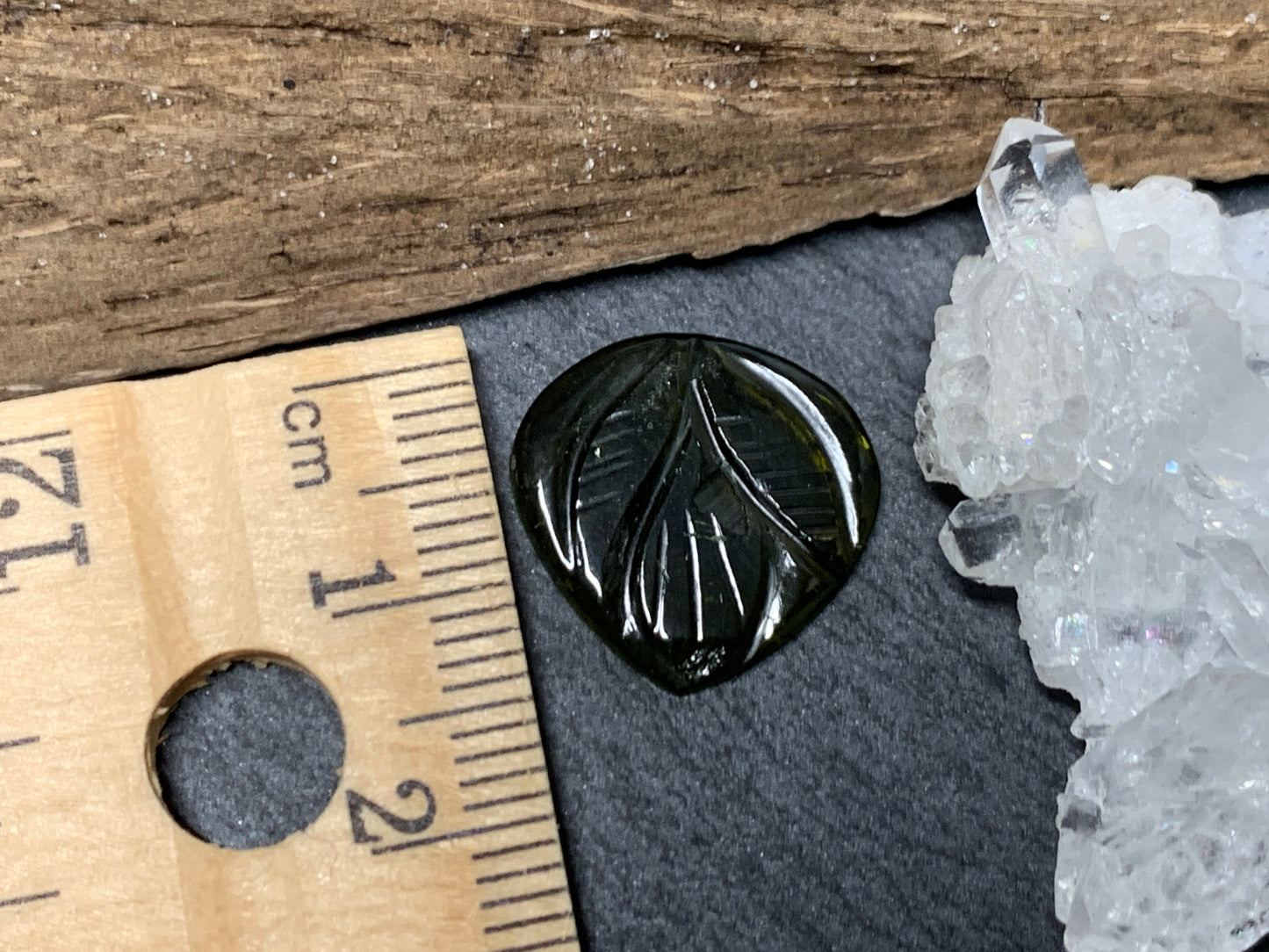Carved Tourmaline 16x16x2mm cabochon