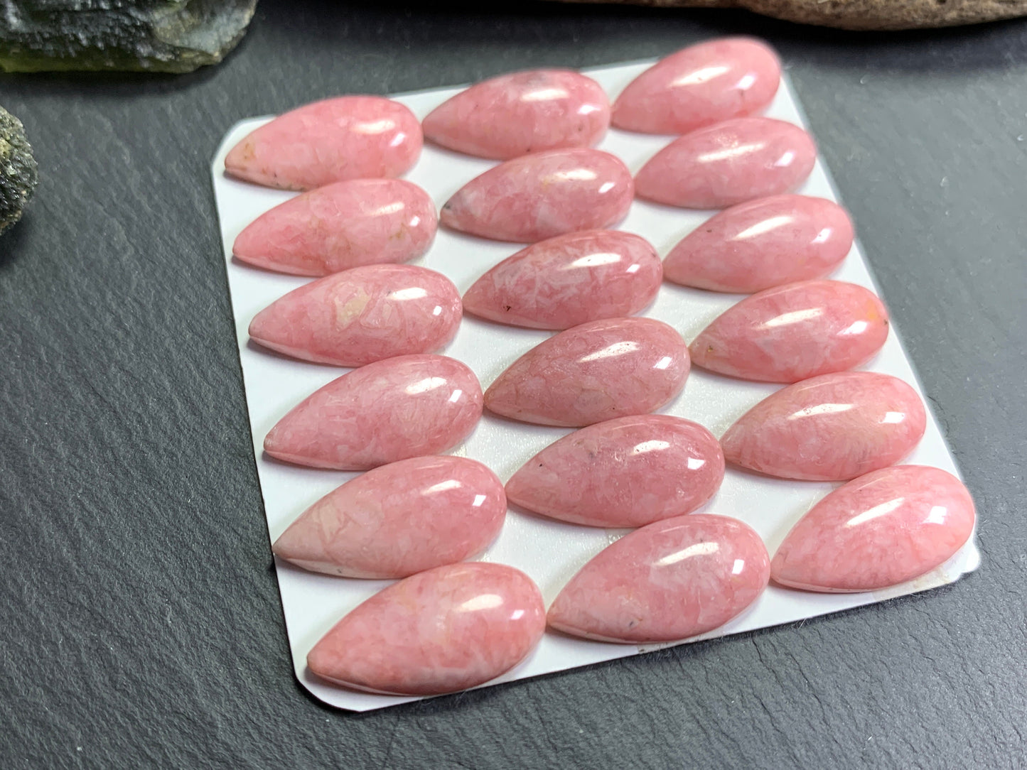Rhodochrosite pear 10x20mm cabochon - Calibrated cabochons