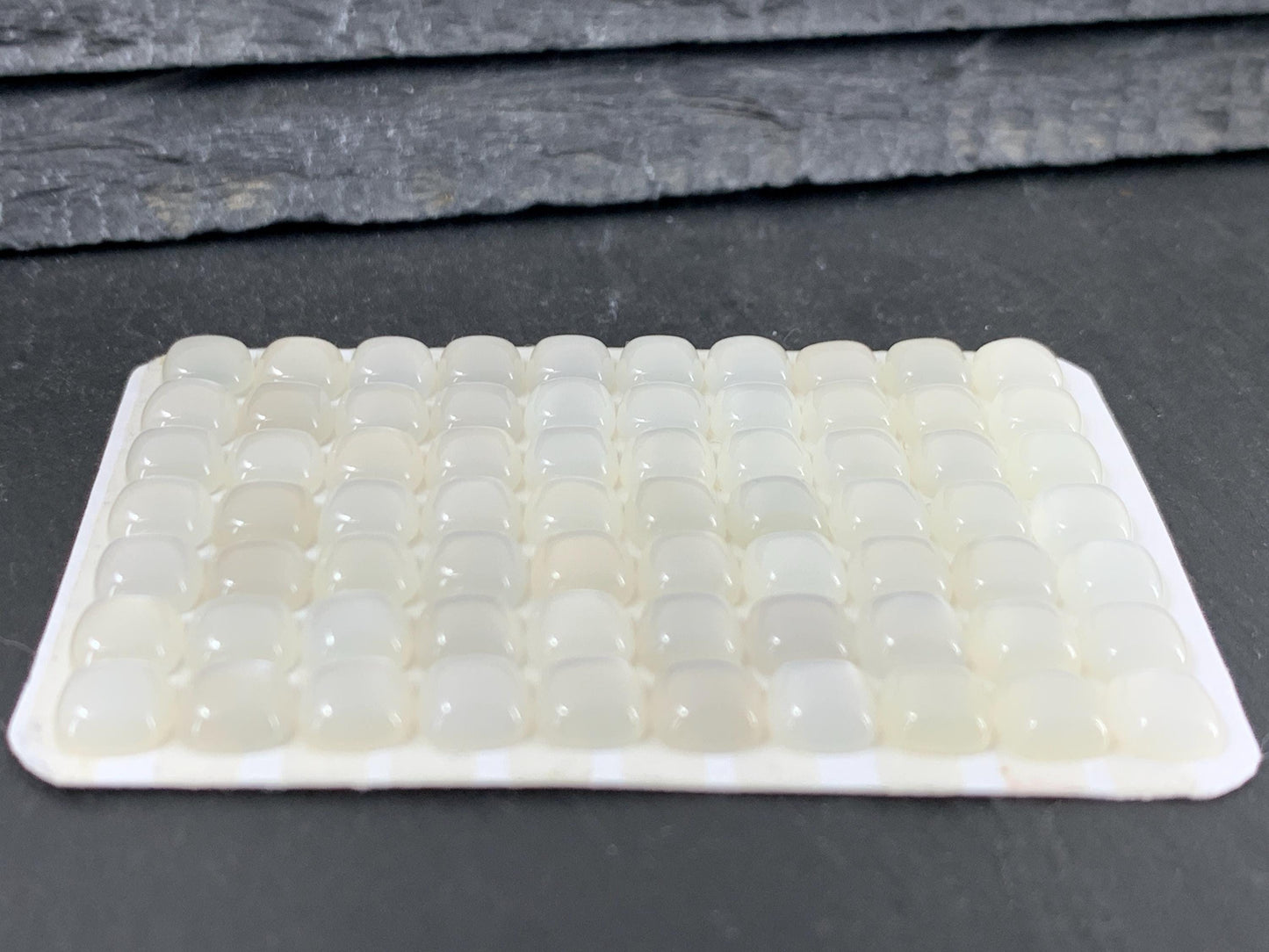 White Moonstone Square Cushion 6mm Cabochon - Natural Gemstone Calibrated Cut