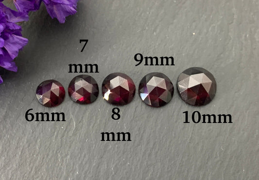 Faceted Rhodolite Garnet round 6-10mm cabochon