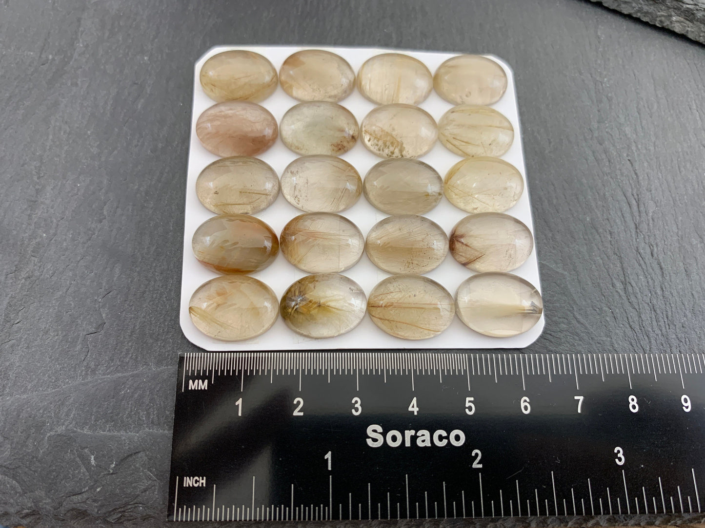 Gold Rutilated Quartz oval 12x16mm cabochon - Calibrated cabochon