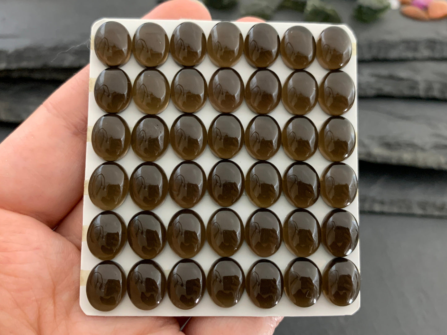 Smokey Quartz oval 8x10mm cabochon - Calibrated cabochons