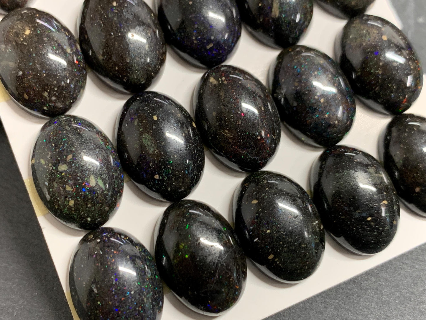 Black Andamooka Opal oval 13x18mm cabochon - Matrix Australian Opal