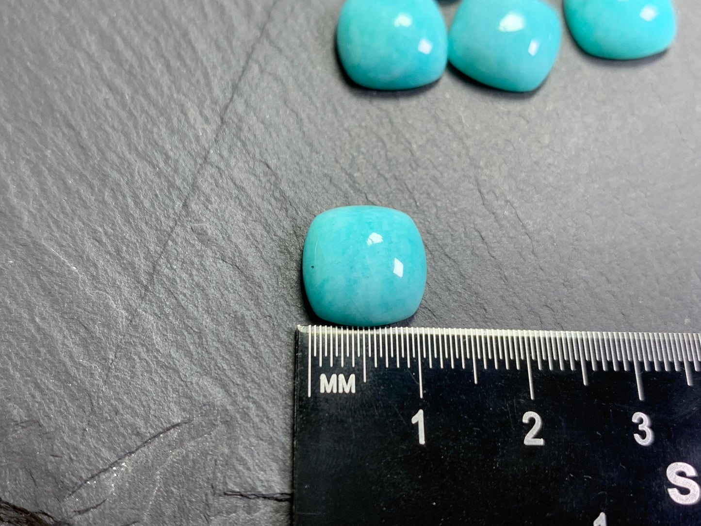 Amazonite square cushion 12mm cabochon - Calibrated cabochons