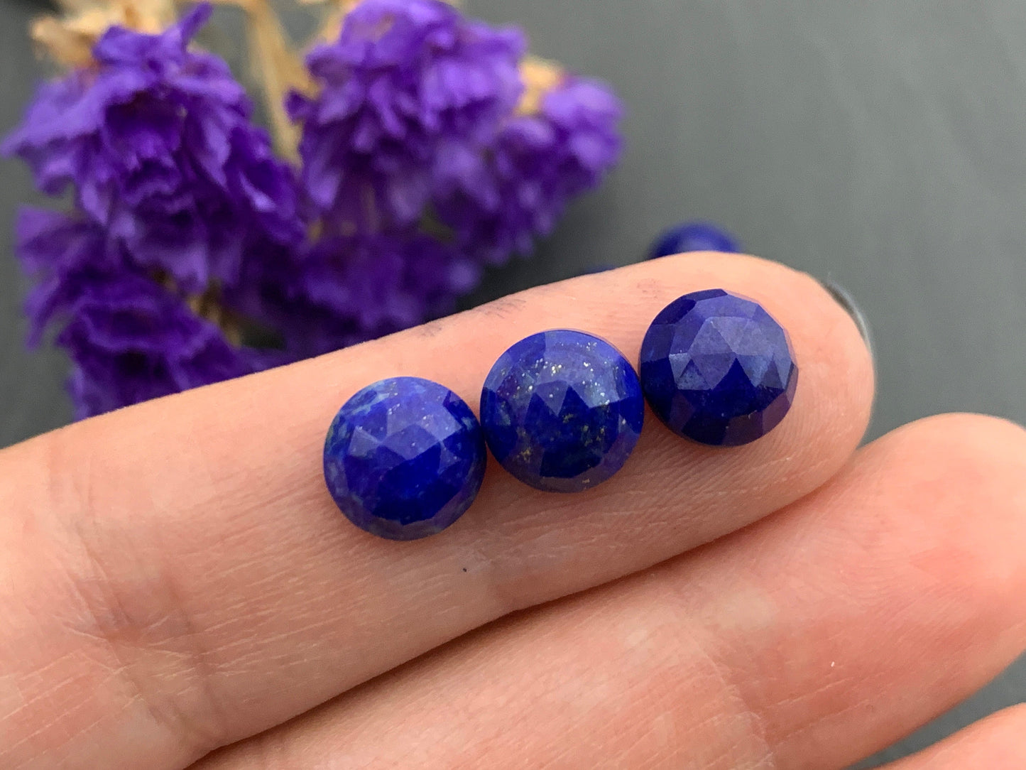 Faceted Lapis Lazuli round 8mm cabochon