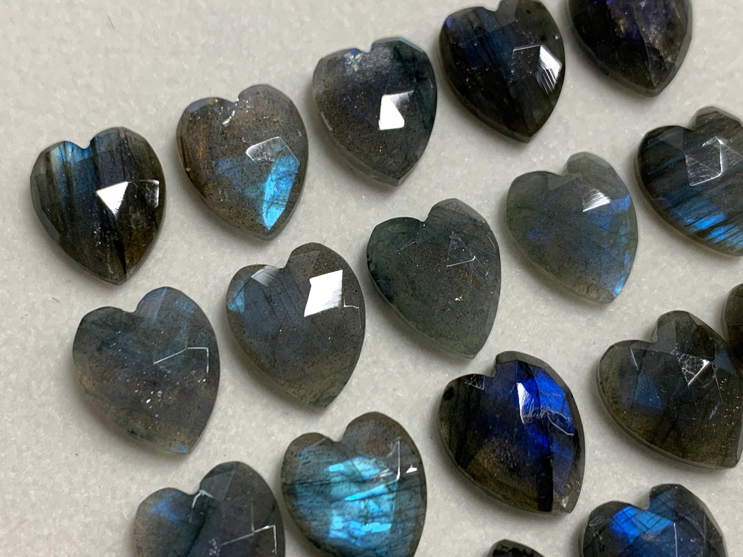 Faceted Labradorite heart 11x13mm cabochon