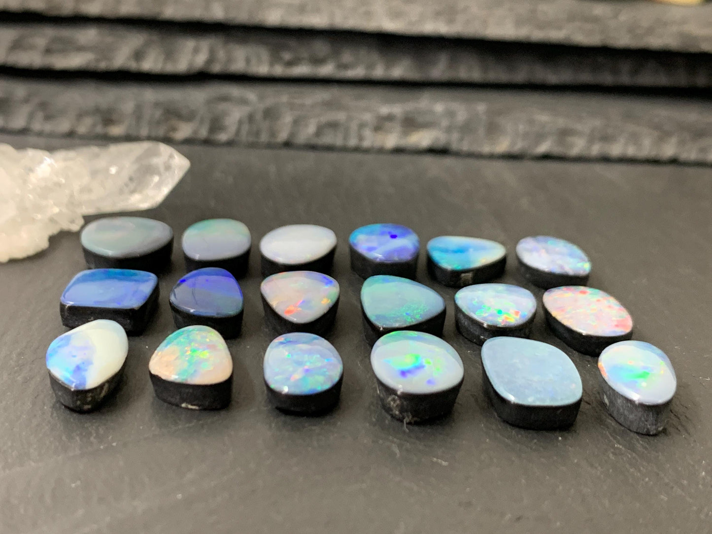 Australian Opal doublet 11-14mm long cabochon