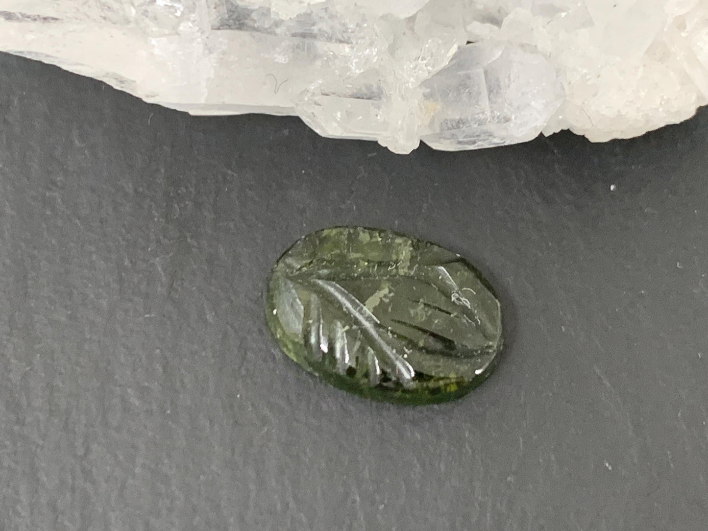 Carved Tourmaline 8x12x25mm cabochon