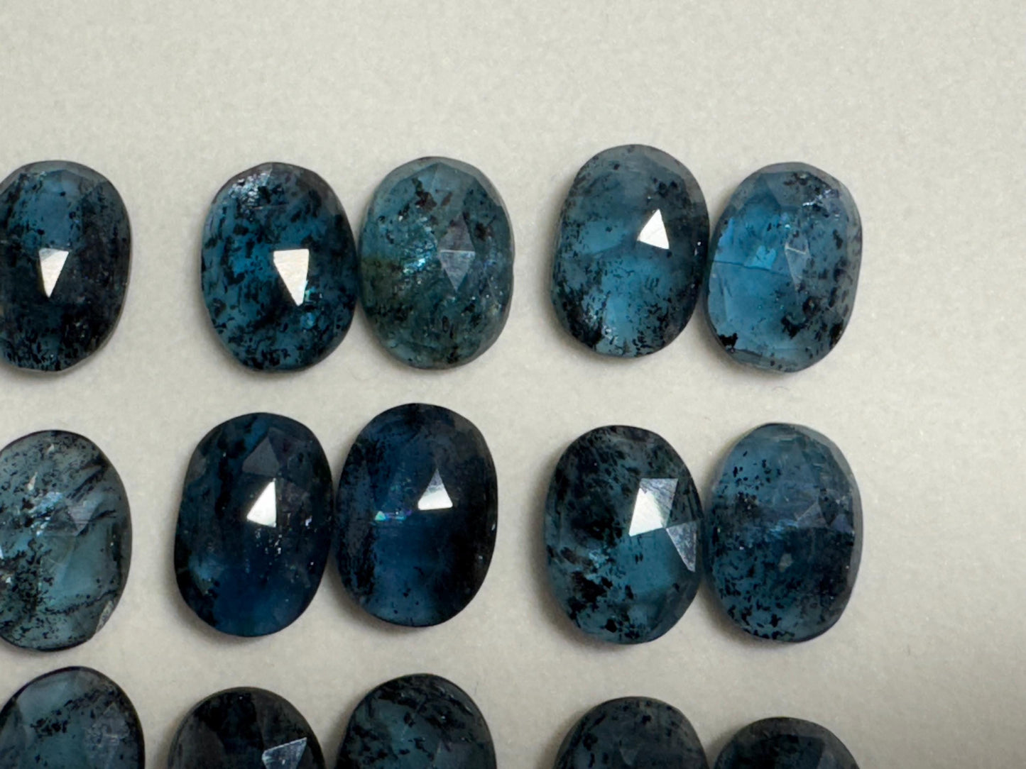 Faceted Moss Kyanite oval pair 10x14mm cabochon