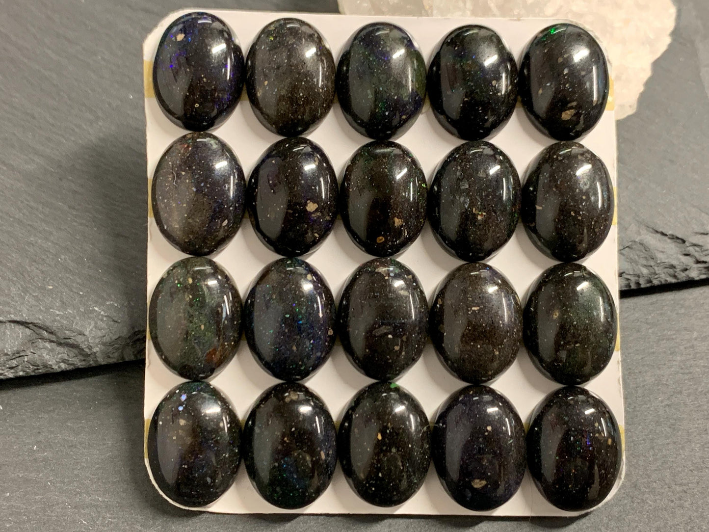 Black Andamooka Opal oval 15x18mm cabochon - Matrix Australian Opal