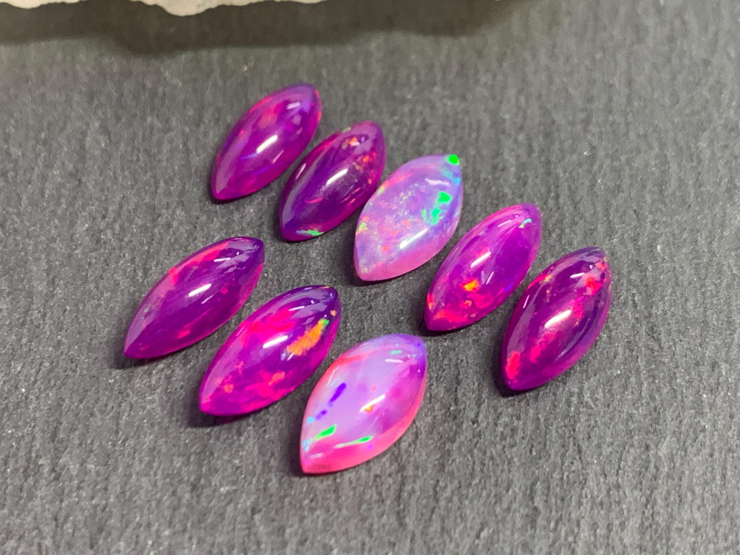 Ethiopian Opal marquise 12mm long cabochon - Natural Opal smoked to purple color