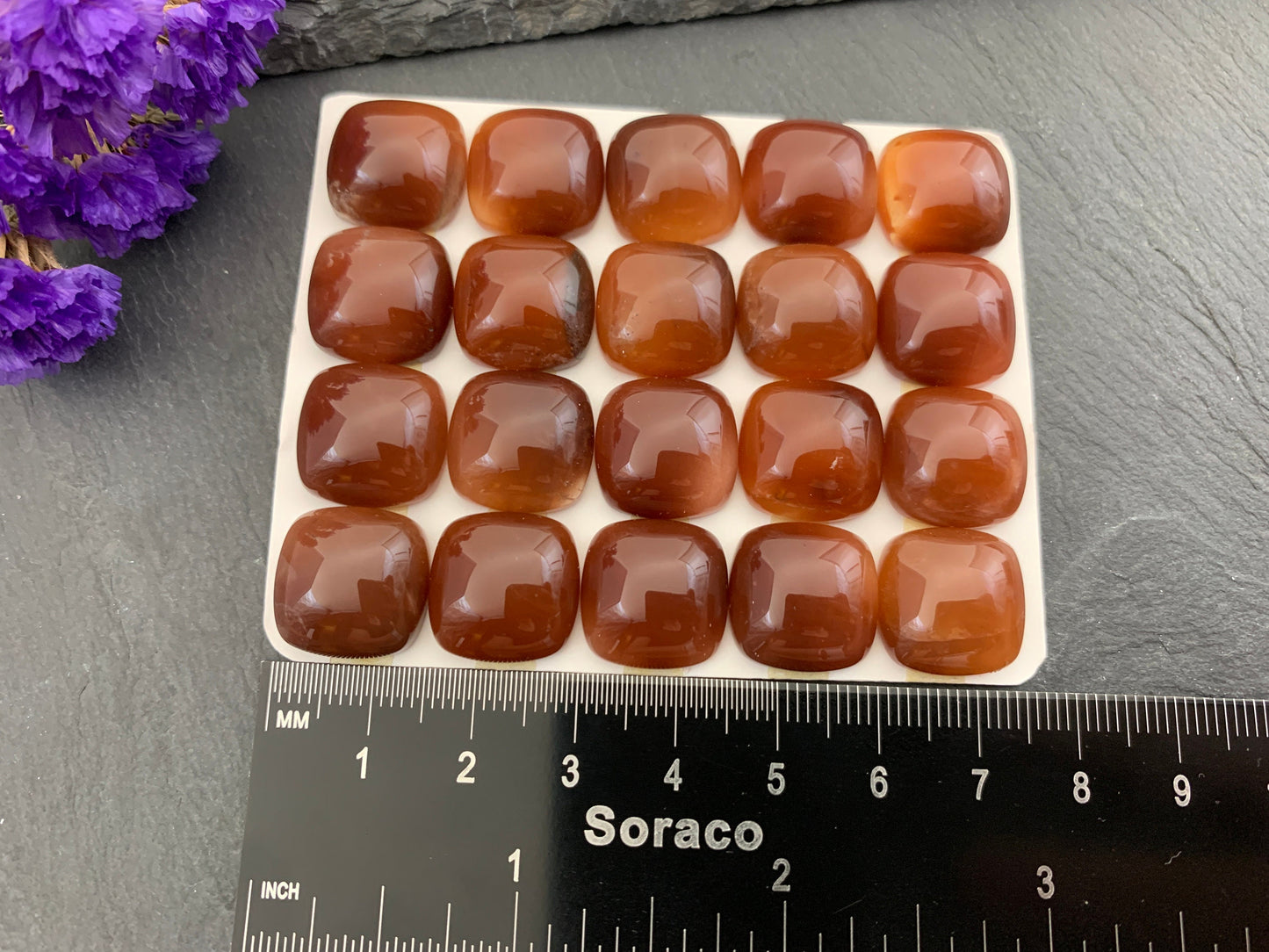 Red Crystal square 15x15mm cabochon - Calibrated cabochons