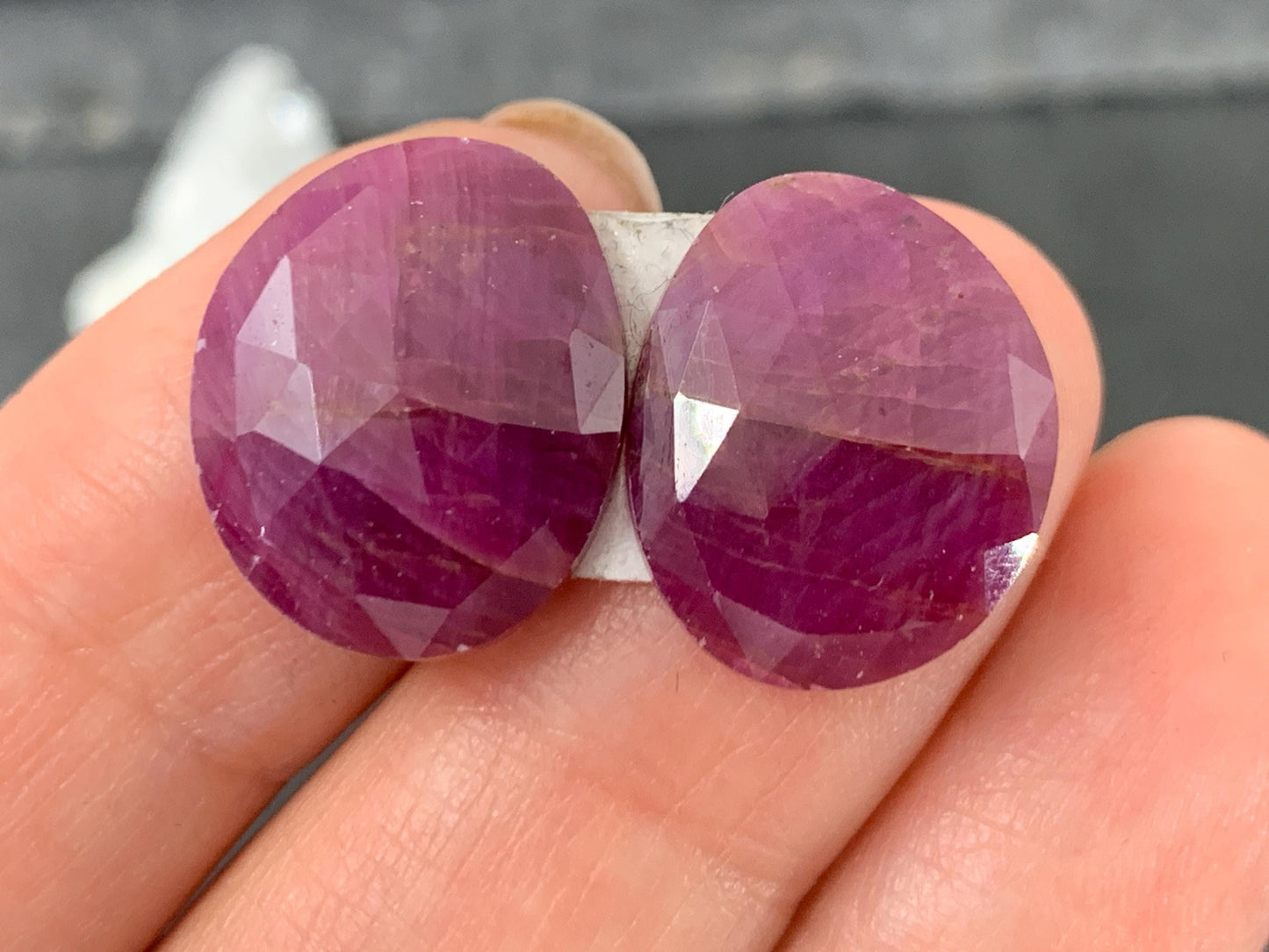 Discounted Faceted Ruby pair 13x17x3.5mm cabochon