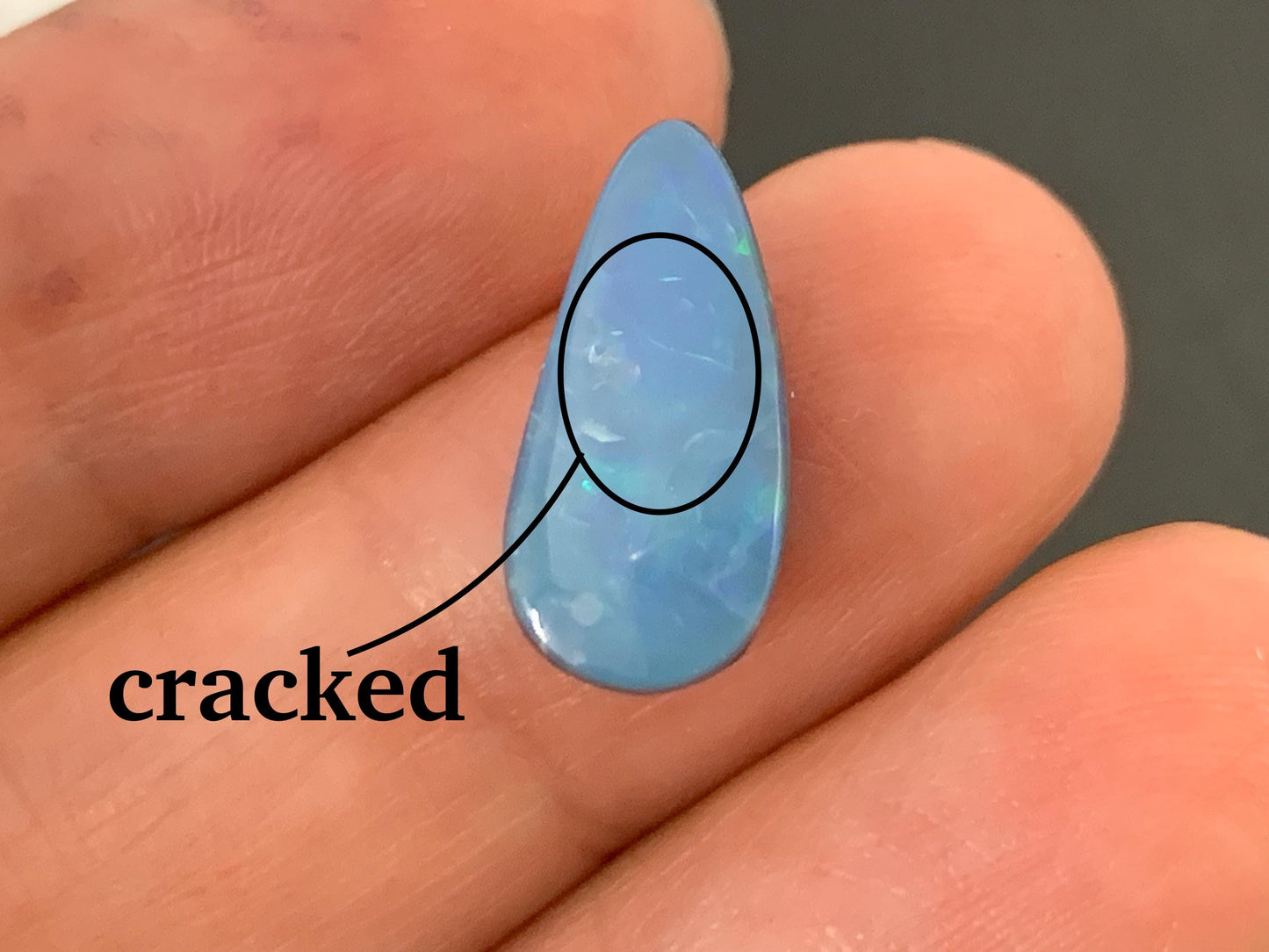 Discounted Australian Opal doublet 8x16x4mm cabochon