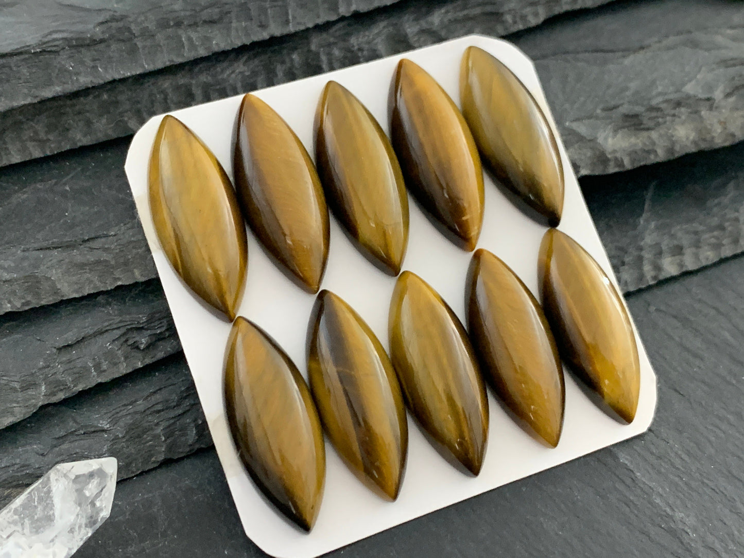 Tiger Eye marquise 12x30mm Cabochon - Calibrated cabochons