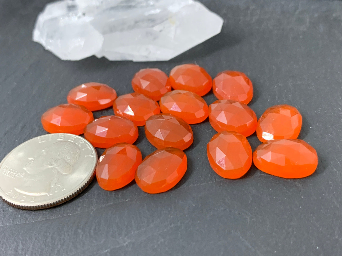 Faceted Carnelian 10x14mm cabochon