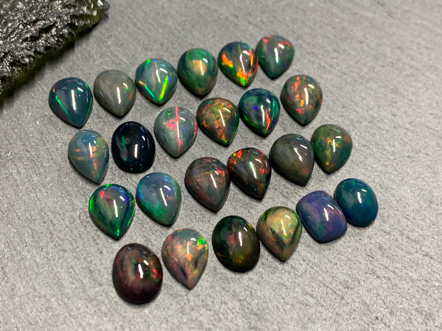 Black Ethiopian Opal 8-9mm long cabochon