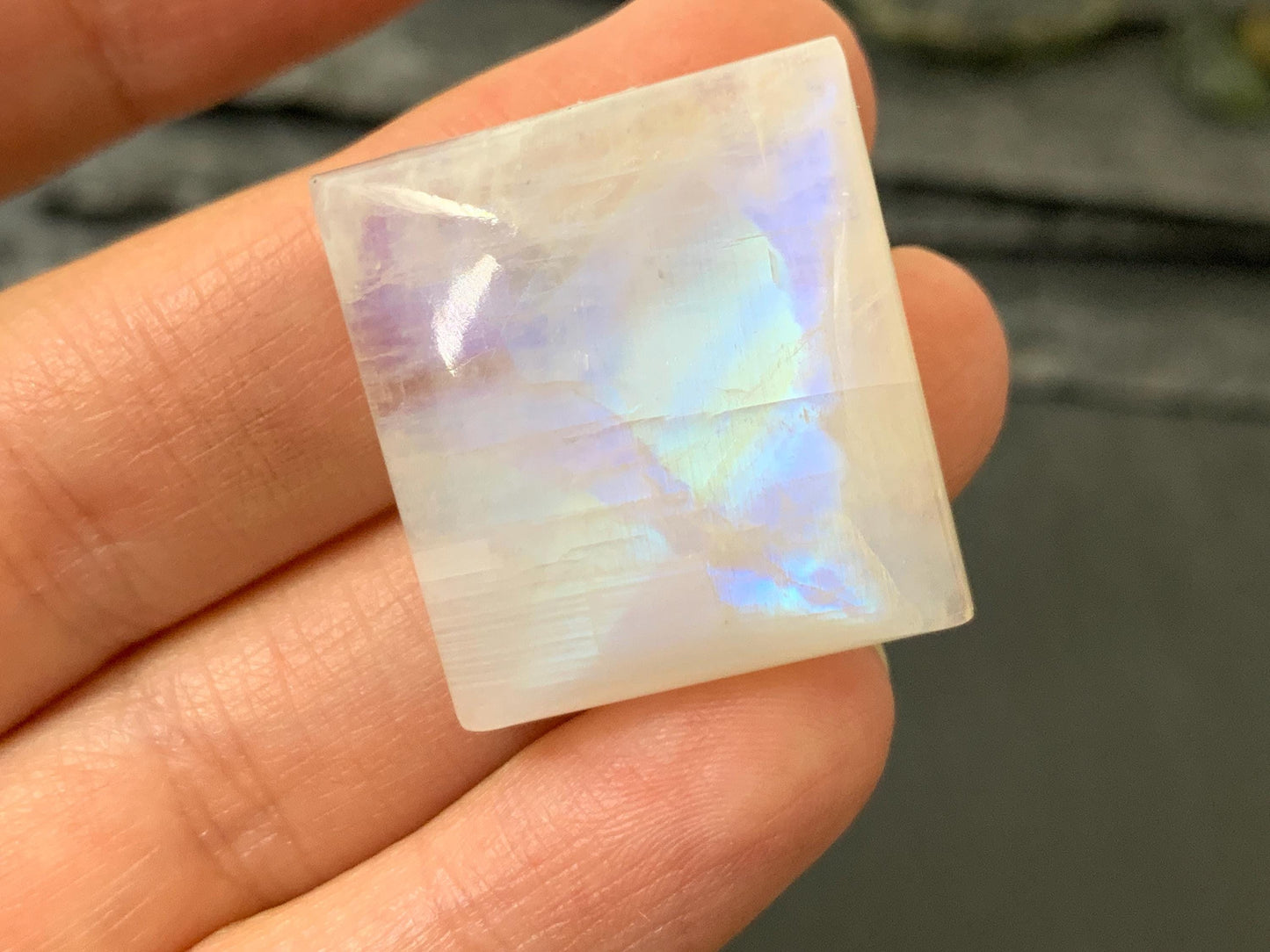 Rainbow Moonstone rectangle 26x24x10mm cabochon