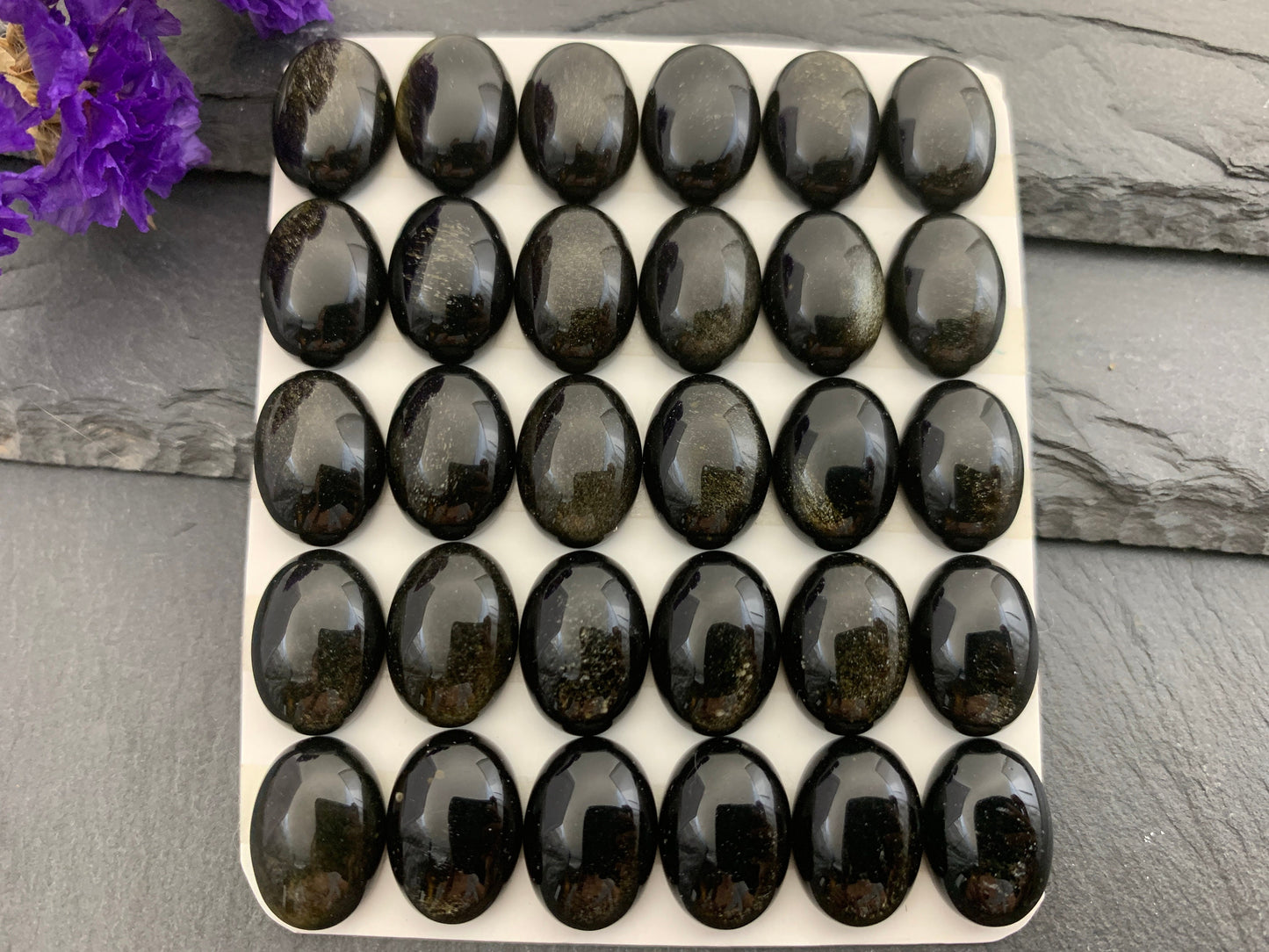 Gold Obsidian Cabochon Oval 10x14mm - Natural Polished Gemstone for Rings