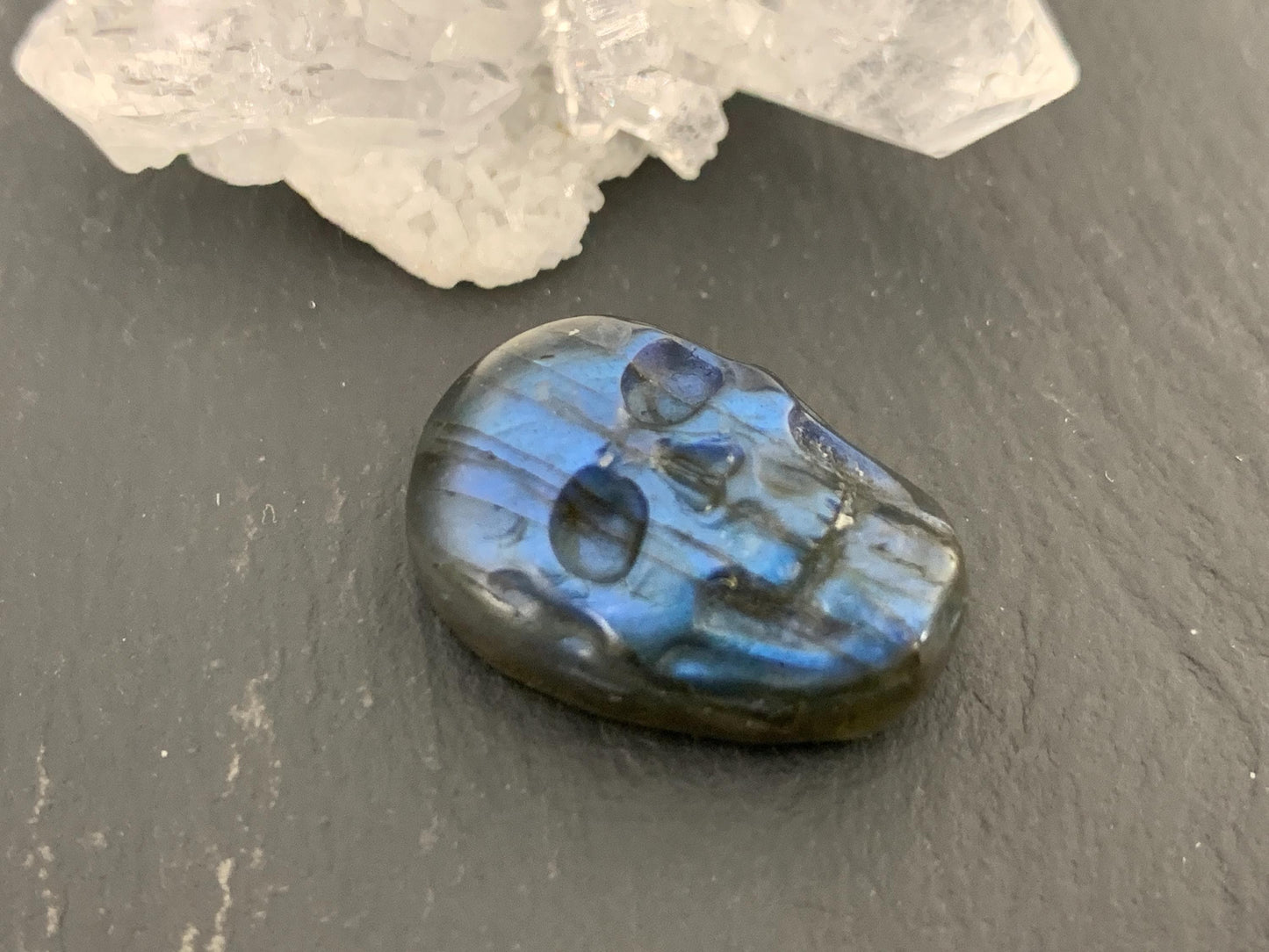 Labradorite Skull Cabochon 14x22mm, Labradorite Skull, Natural Gemstone, Halloween Jewelry, Handcrafted Accessory