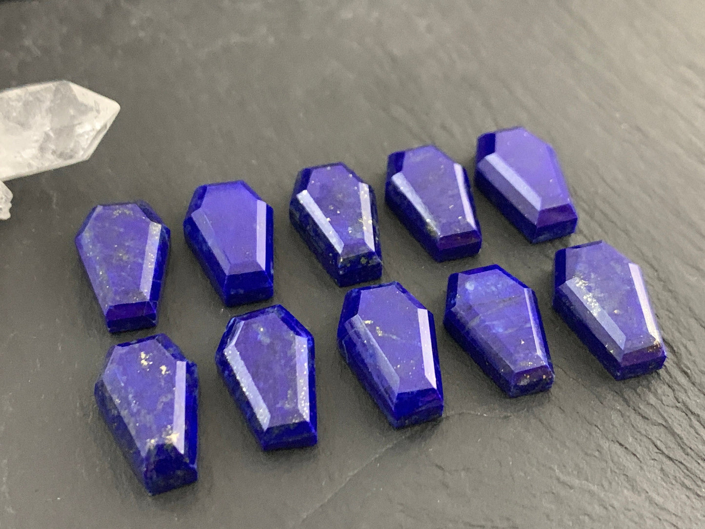 Faceted Lapis Lazuli coffin 10x16mm cabochon