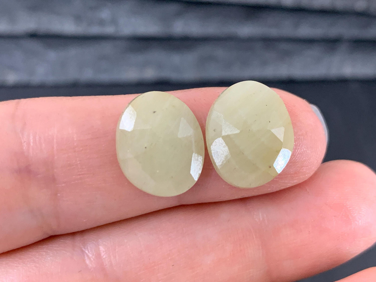 Faceted Yellow Sapphire pair 11x14x4mm cabochon