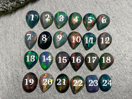 Black Ethiopian Opal 8-9mm long cabochon