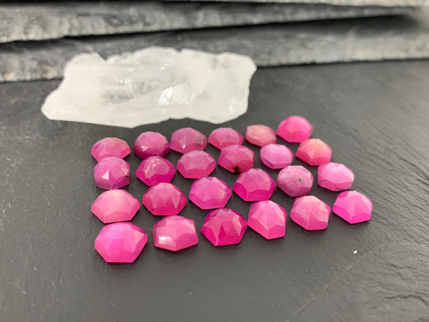 Faceted Pink Sapphire hexagon 7x8mm cabochon