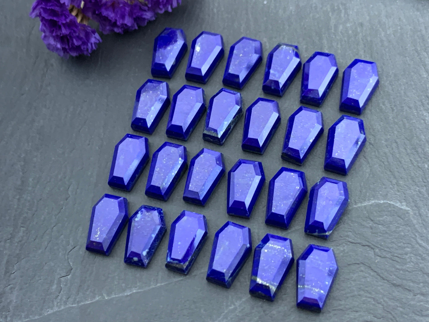 Faceted Lapis Lazuli coffin 10x16mm cabochon