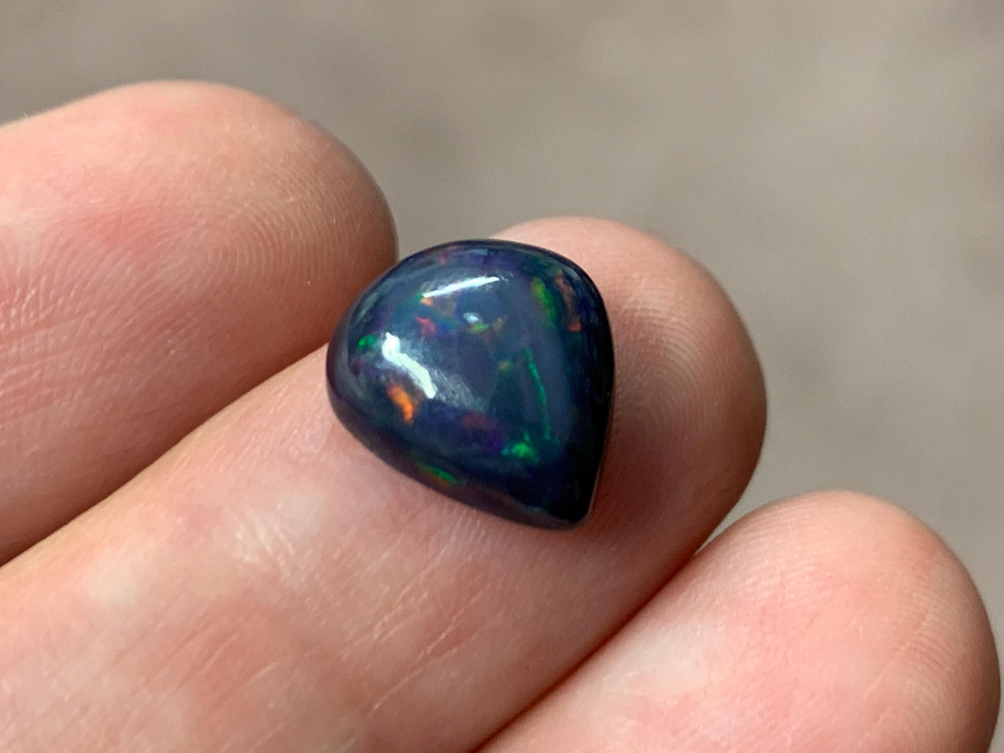 Black Ethiopian Opal pear 10x11x45mm cabochon