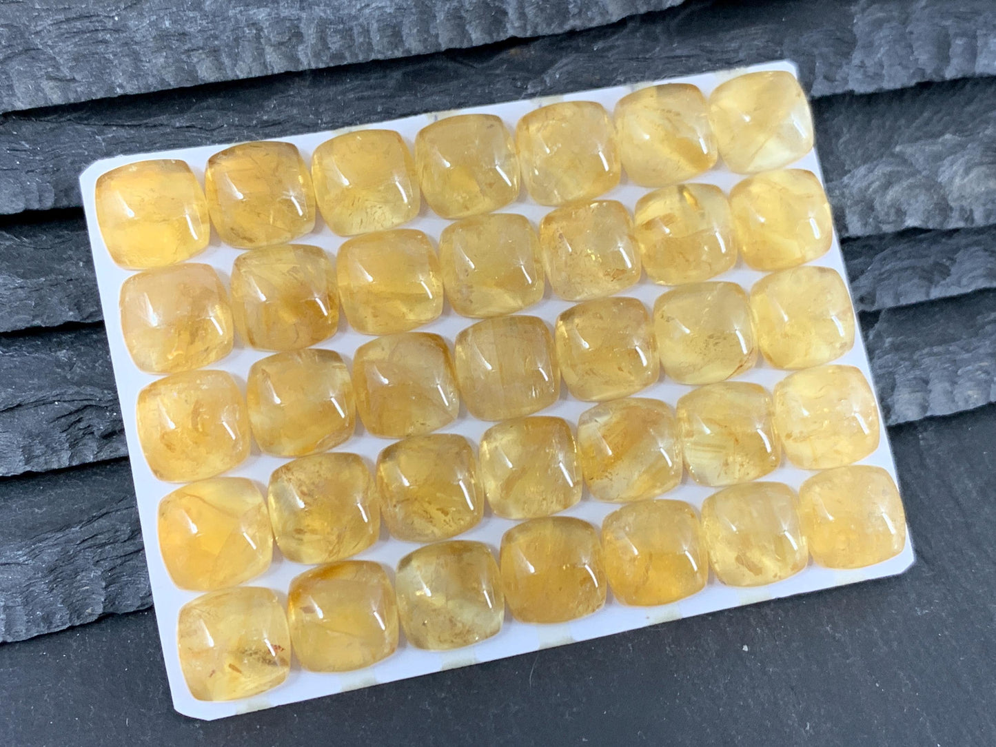 Citrine square cushion 10mm cabochon - Calibrated cabochons