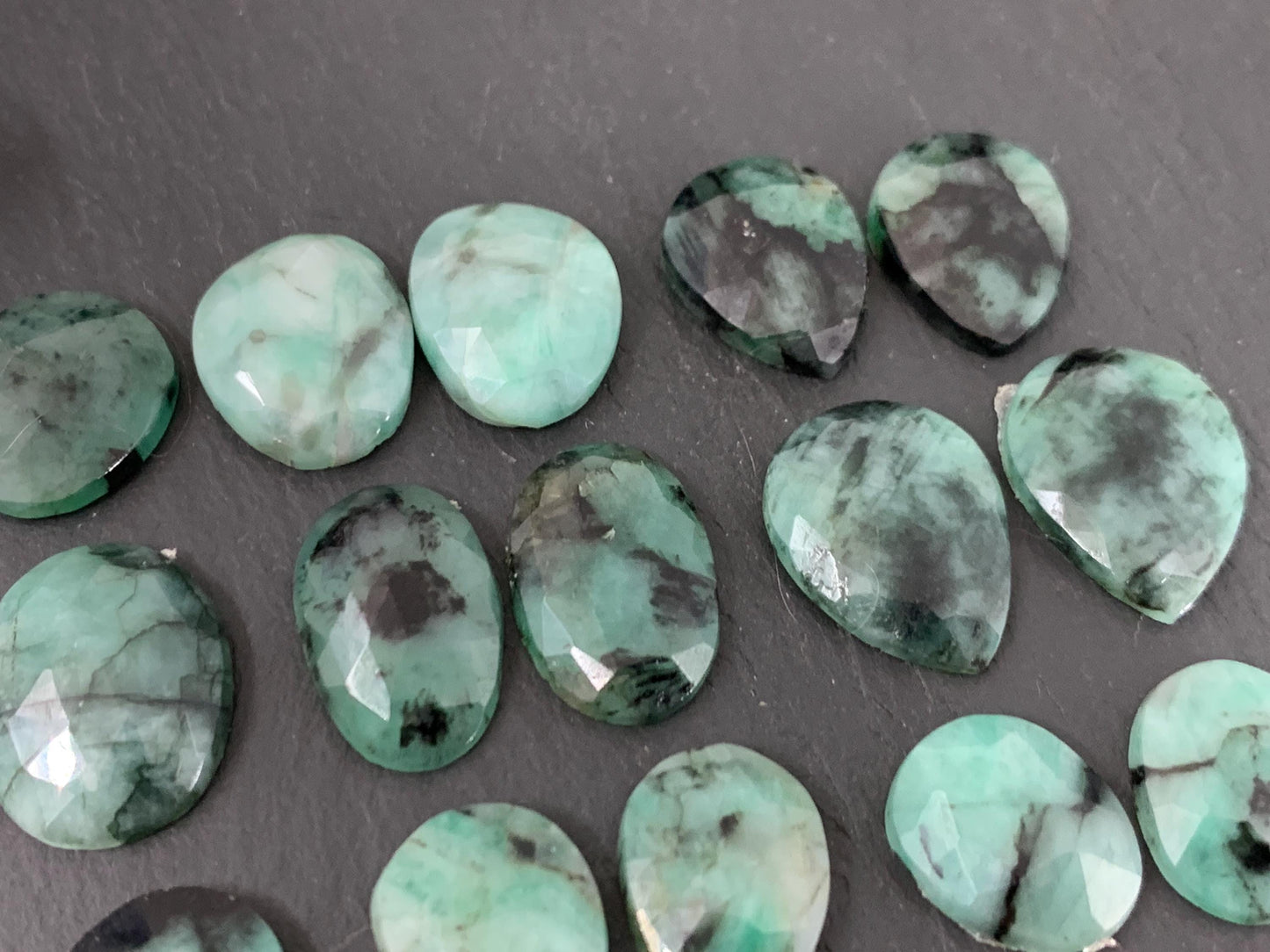 Faceted Emerald Pair 13-17mm long cabochon/ Select your pair