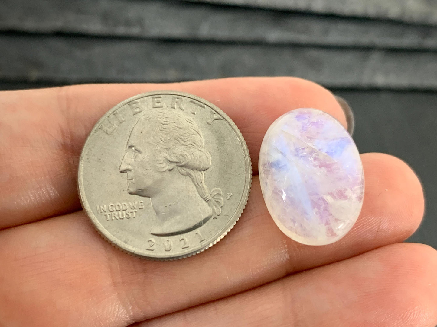 Rainbow Moonstone oval 20x14x6mm cabochon
