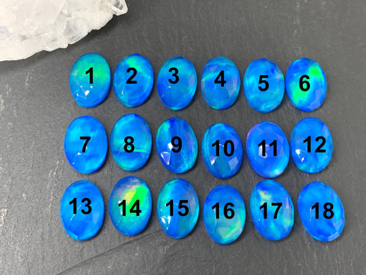 Faceted Aurora Opal oval 10x14mm cabochons - Doublet cabochons