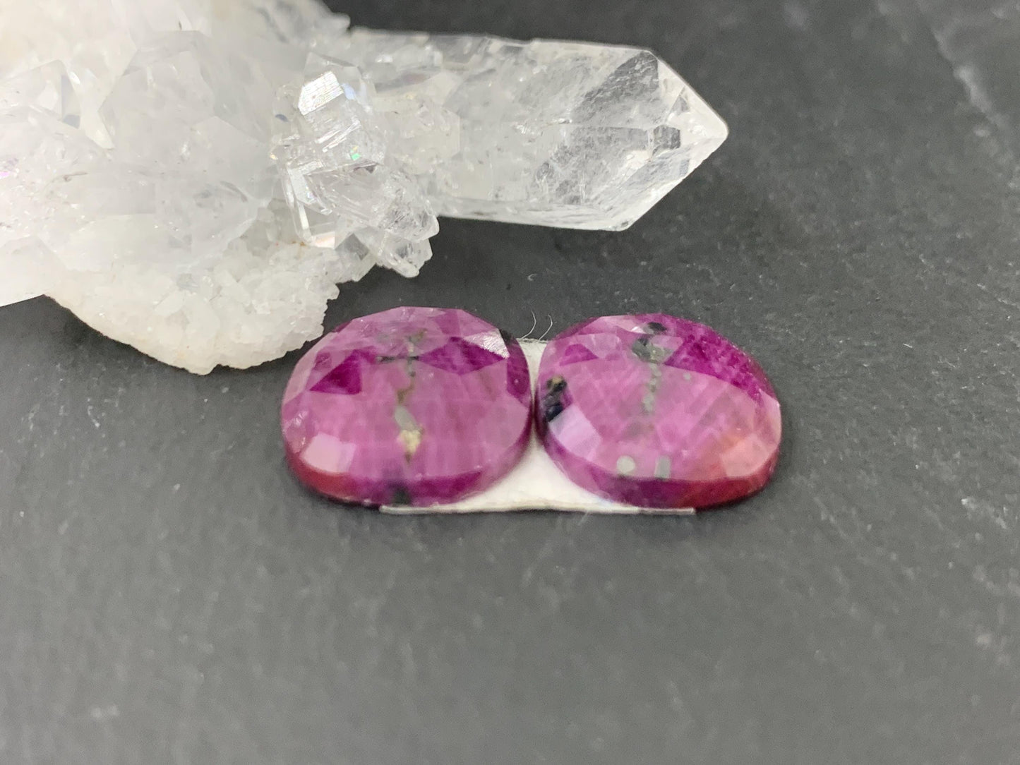 Faceted Ruby pair 11x12x3mm cabochon