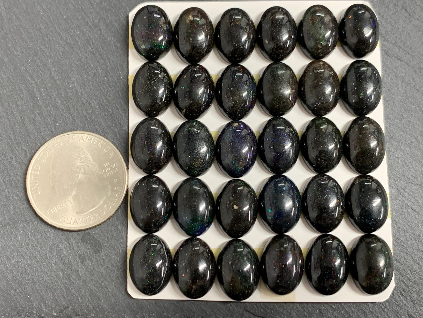 Black Andamooka Opal oval 10x14mm cabochon - Calibrated cabochons Andamooka Australia - Matrix Australian Opal