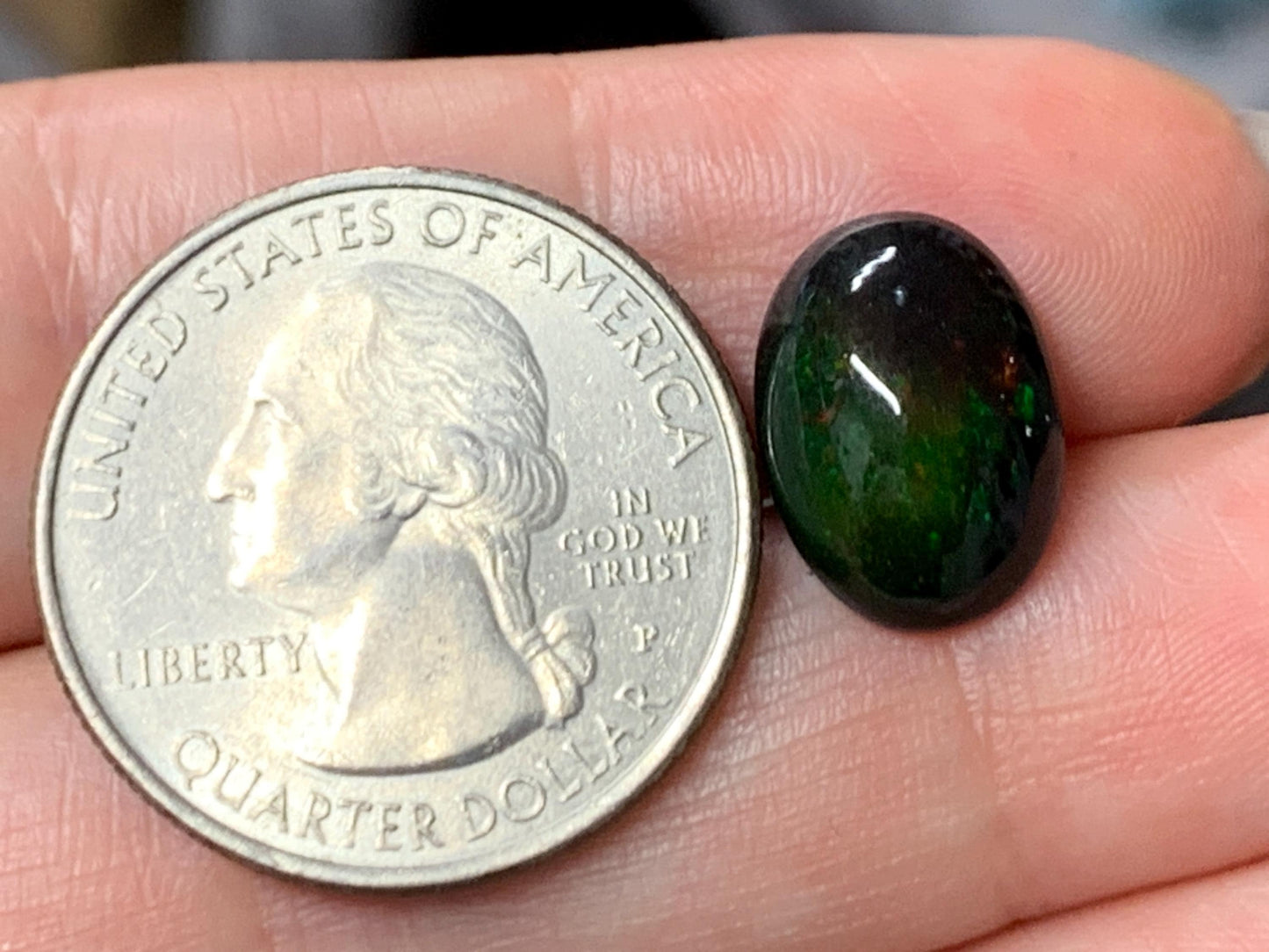 Natural Ethiopian Black Opal 10x14x6mm cabochon