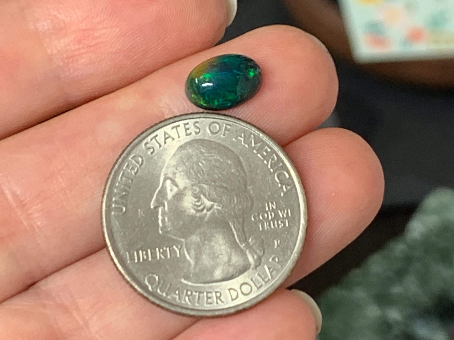 Natural Ethiopian Black Opal 6x9x3mm cabochon