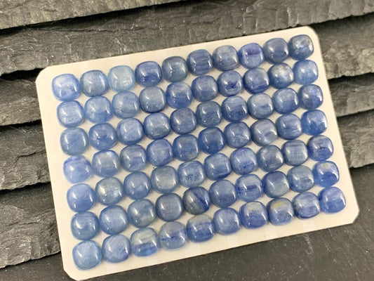 Kyanite square cushion 6mm cabochon - Calibrated cabochons