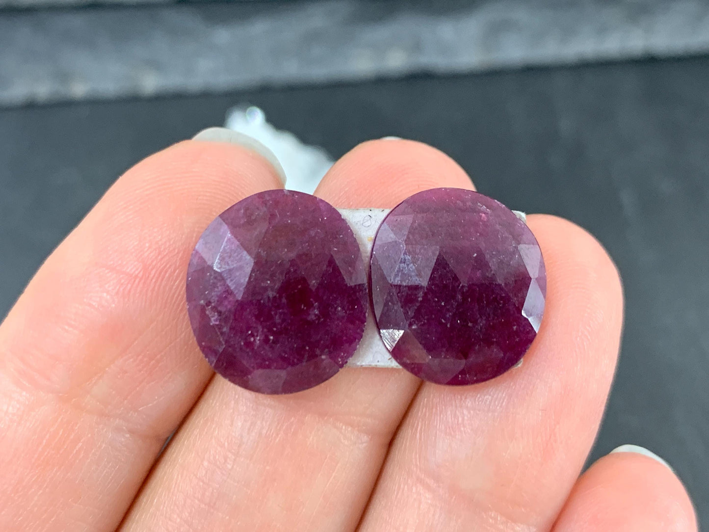 Faceted Ruby pair 13x15x3mm cabochon