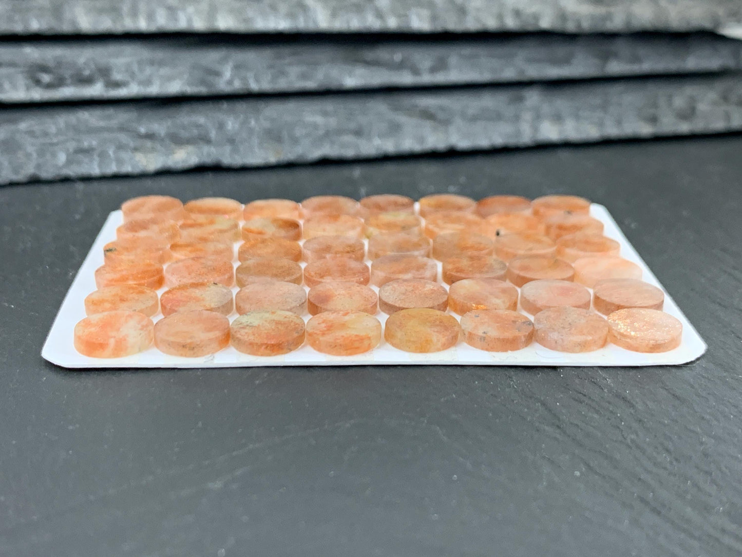 Flat Sunstone Cabochon 8mm Round - Calibrated Natural Gemstone for Jewelry Making