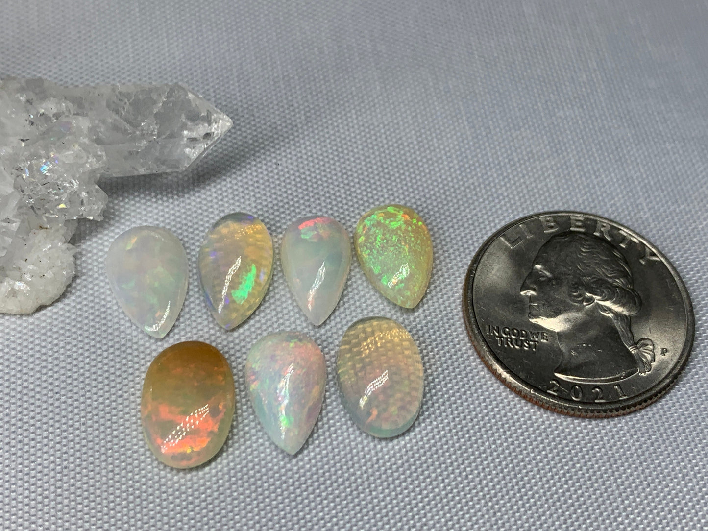 Ethiopian Opal pear 13mm long cabochon