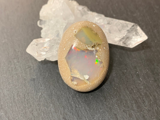 Ethiopian Opal Cabochon – Stabilized Welo Opal with Bright Play of Color - 18x25x8mm