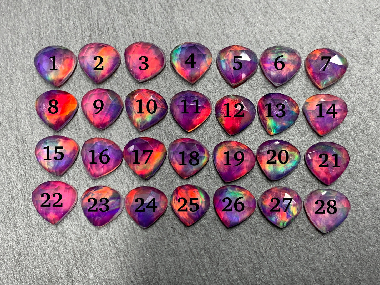 Faceted Aurora Opal pear 10mm cabochon - Doublet cabochons